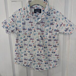 Childrens Place 2t Short Sleeve Nautical Theme Button Up
